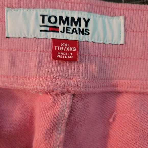 TOMMY JEANS Unisex Pink Tye Die 100% Cotton Short Size XXL Elastic Waist Pockets - Picture 7 of 12